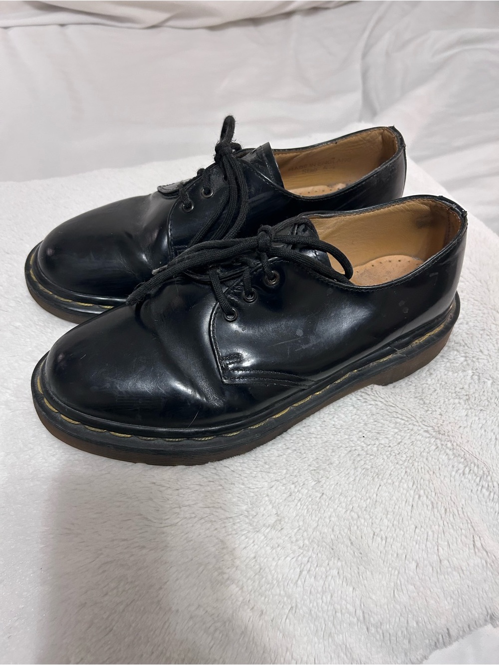 Dr. Martens Made in England Black Leather Women's 3-Eye Shoes